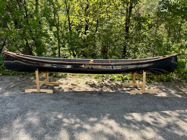 Rhéaume Prospecteur 15' Canoe - Carbon Exterior - Wood Trim - Innegra Basalt Interior - Clear Colour