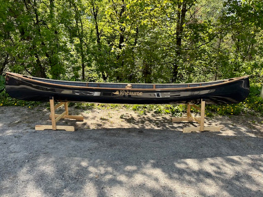 Rhéaume Prospecteur 15' Canoe - Carbon Exterior - Wood Trim - Innegra Basalt Interior - Clear Colour