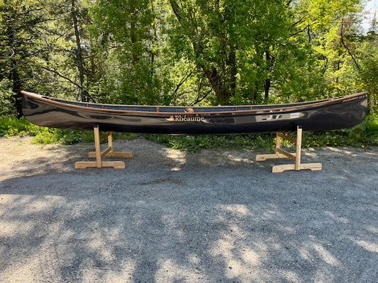 Rhéaume Prospecteur 16'6 Canoe - Carbon Exterior - Wood Trim - Innegra Basalt Interior - Clear Colour