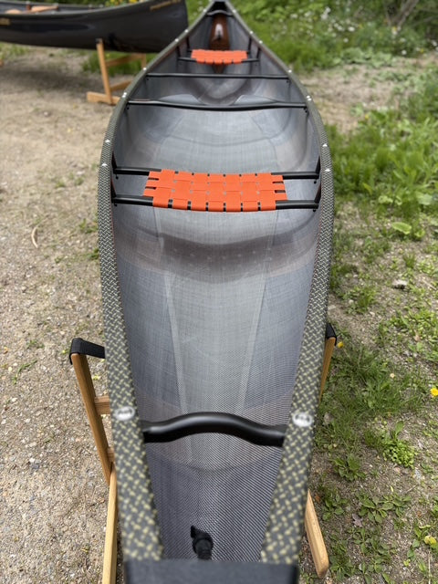 Rhéaume Prospecteur 15' Canoe - Orange Edition - Carbon Exterior - Composite Trim - Innegra Basalt Interior