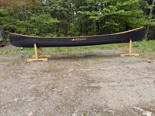 Rhéaume Prospecteur 16'6 Canoe - Carbon Exterior - Cherry Wood Gunwales - Innegra Basalt Interior - Clear Colour