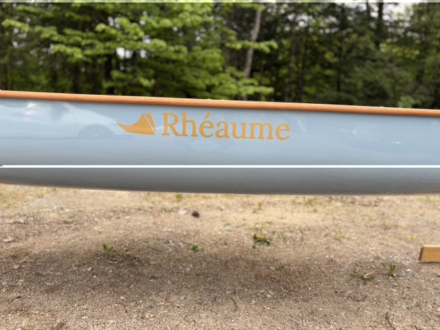 Rhéaume Explorer 14 Canoe - Kevlar Exterior - Cherry Wood Gunwales - Innegra Basalt Interior - Pale Blue