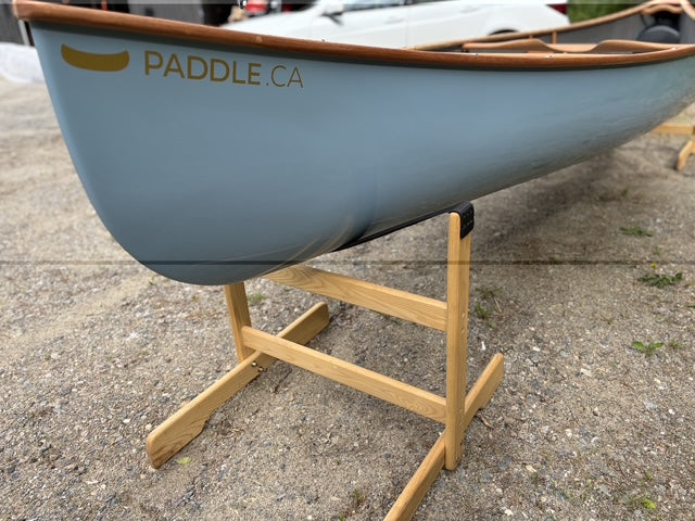 Rhéaume Explorer 14 Canoe - Kevlar Exterior - Cherry Wood Gunwales - Innegra Basalt Interior - Pale Blue