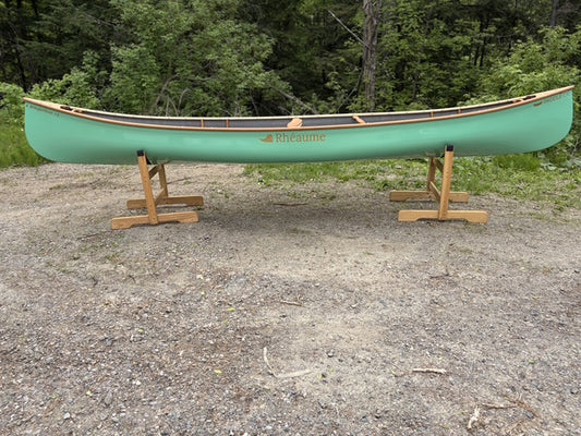 Rhéaume Prospecteur 15' Canoe - Kevlar Exterior - Cherry Wood Trim - Innegra Basalt Interior - Aussie Green