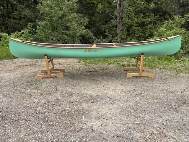 Rhéaume Prospecteur 15' Canoe - Kevlar Exterior - Cherry Wood Trim - Innegra Basalt Interior - Aussie Green