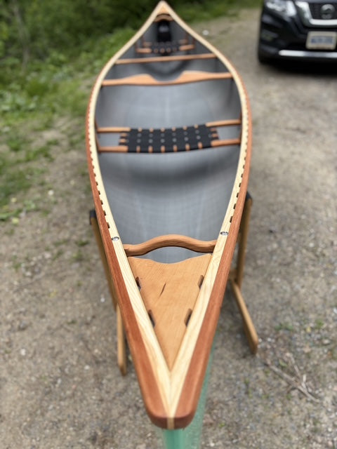 Rhéaume Prospecteur 15' Canoe - Kevlar Exterior - Cherry Wood Trim - Innegra Basalt Interior - Aussie Green