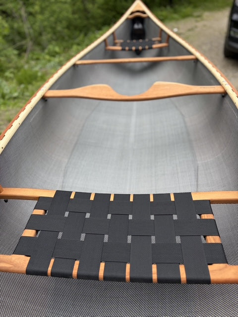 Rhéaume Prospecteur 15' Canoe - Kevlar Exterior - Cherry Wood Trim - Innegra Basalt Interior - Aussie Green