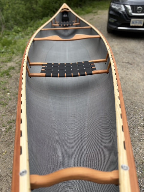 Rhéaume Prospecteur 15' Canoe - Kevlar Exterior - Cherry Wood Trim - Innegra Basalt Interior - Aussie Green