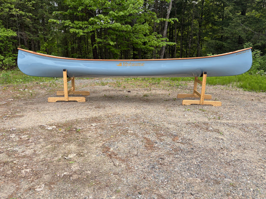 Rhéaume Prospecteur 15' Canoe - Kevlar Exterior - Cherry Wood Trim - Innegra Basalt Interior - Pale  Blue